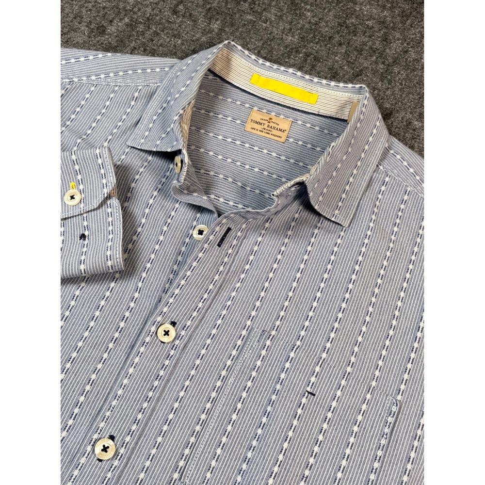 Tommy Bahama‎ Jeans Mens L/G Blue Striped Long Sleeve Button Down Shirt Casual